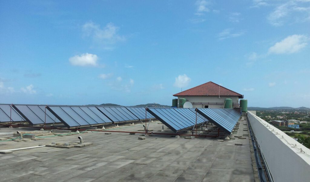Collectors on the roof of the Hyatt Regency Aruba Resort